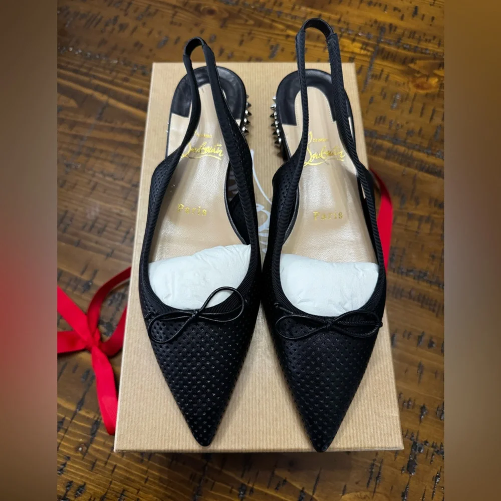 Christian Louboutin Black Hall Sling Flats - Picture 1 of 7